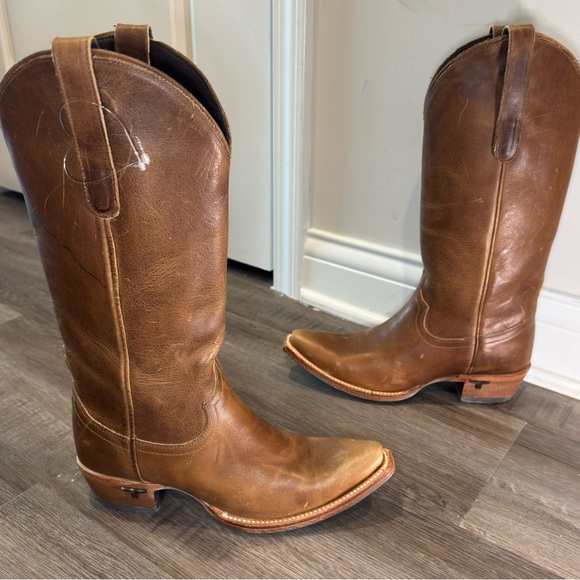 Lane Shoes - Lane Emma Jane Tall Western Leather Brown Boots
